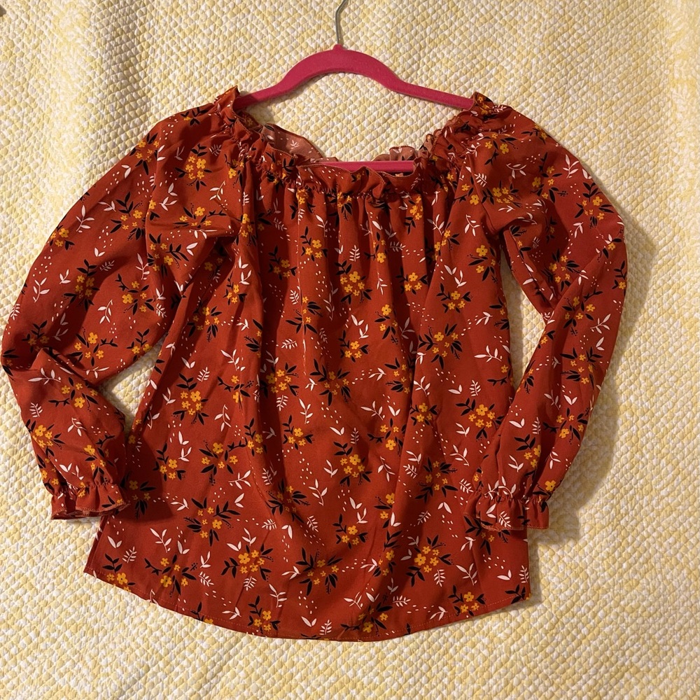 Shein orange fall top, size M